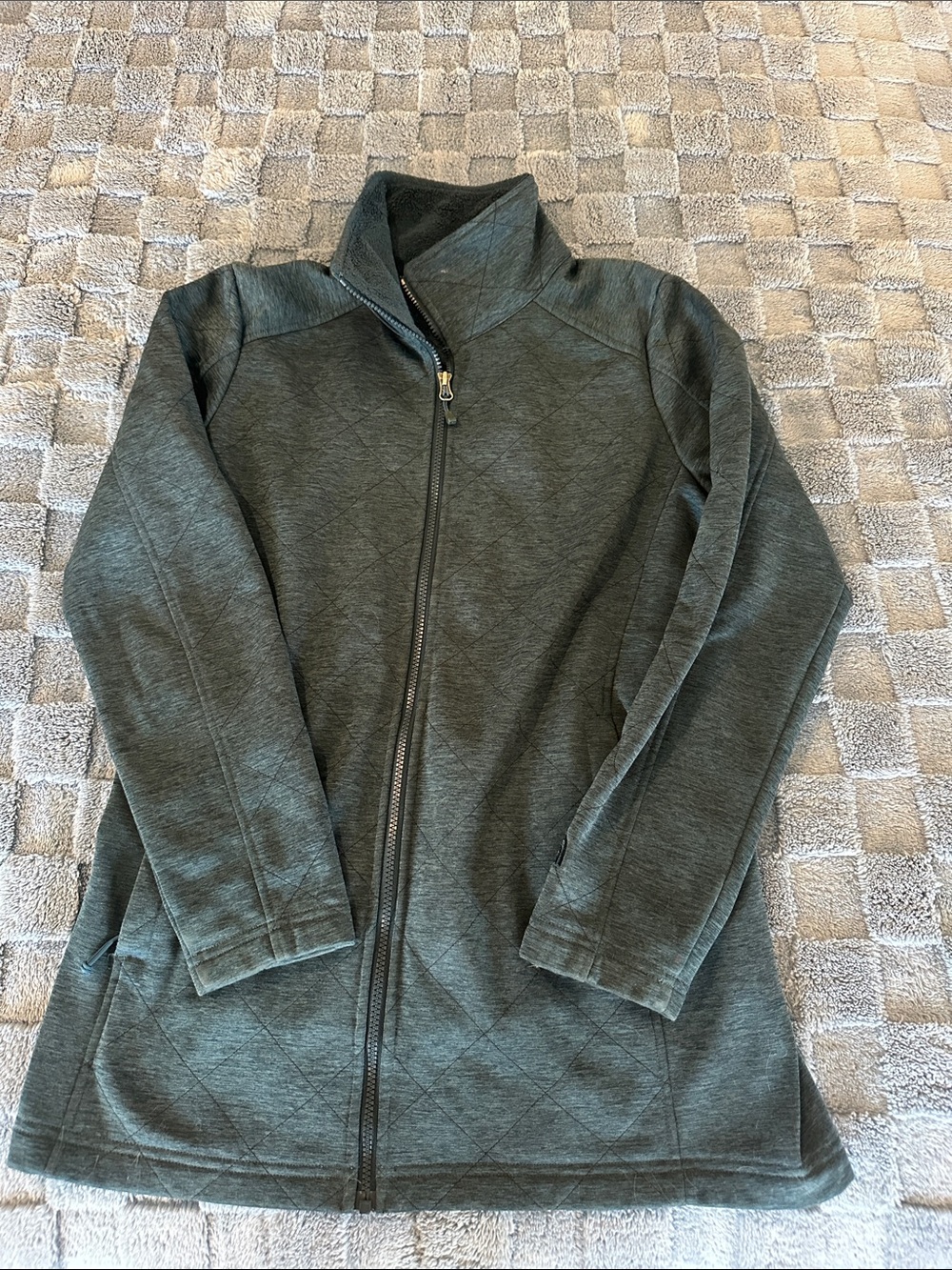 The North Face Quilted Full-Zip Jacket in Dark Olive Green